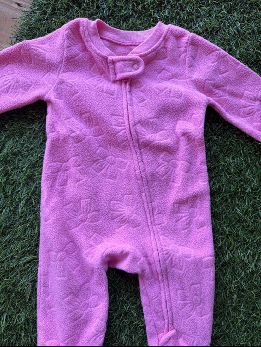Cozy Pink Fleece Footed One-Piece for Baby